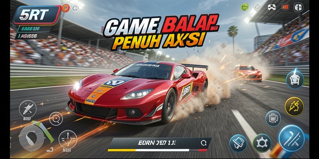 Tampilan gameplay 5RT dengan balapan yang mendebarkan and memukau.