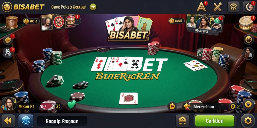 Screenshot gameplay BISABET menampilkan suasana permainan poker yang seru.