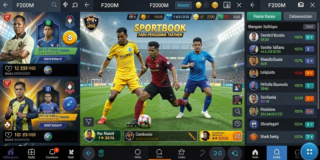 Screenshot F200M menampilkan fitur taruhan olahraga secara langsung.