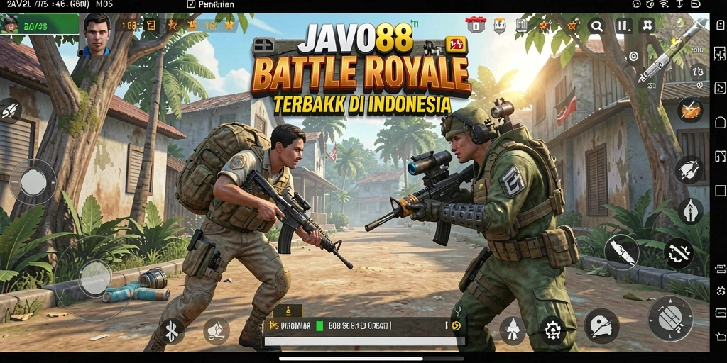 Tampilan seru gameplay Battle Royale di JAVO88 dengan aksi menegangkan.