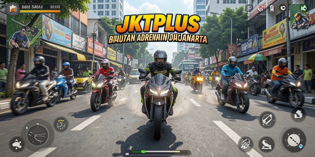 Gameplay seru dan menegangkan di JKTPLUS, balapan motor di Jakarta.