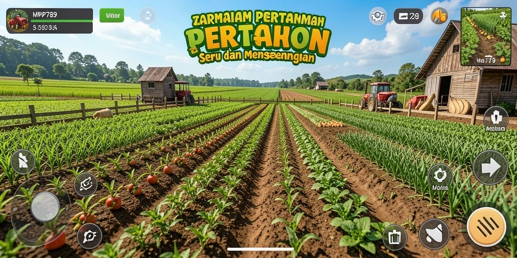 Tampilan gameplay <strong>MVP789</strong> dengan suasana pertanian yang asri.