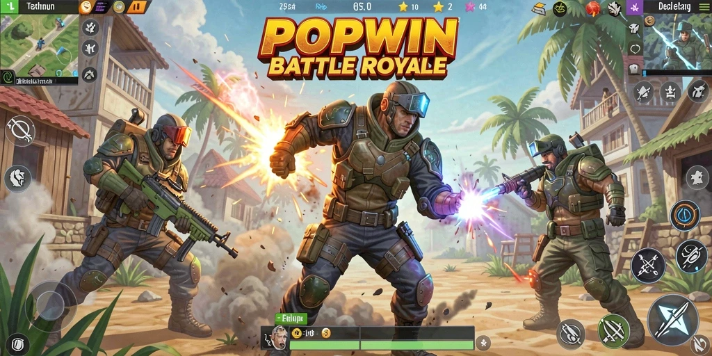 Gameplay mendebarkan dalam pertempuran Battle Royale.