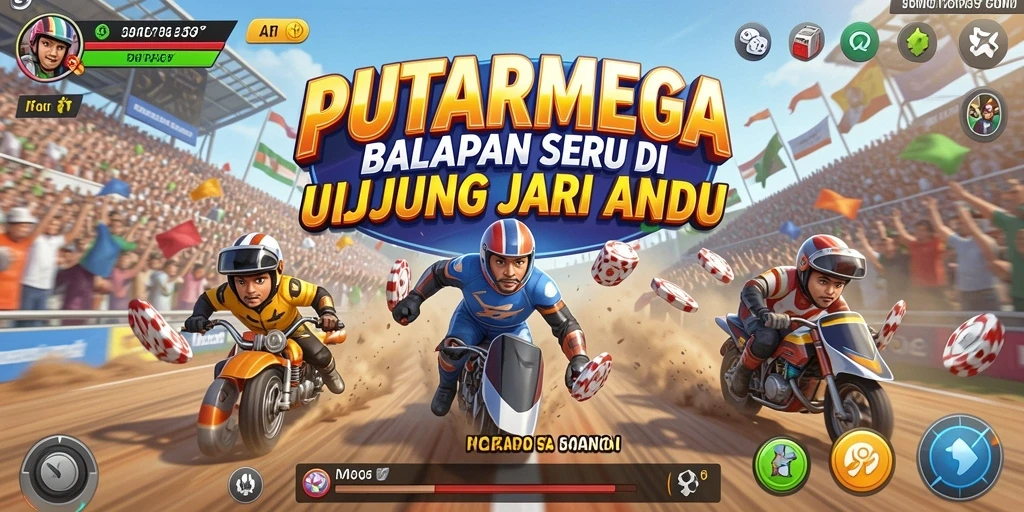Screenshot gameplay PUTARMEGA menampilkan aksi balapan yang mendebarkan.
