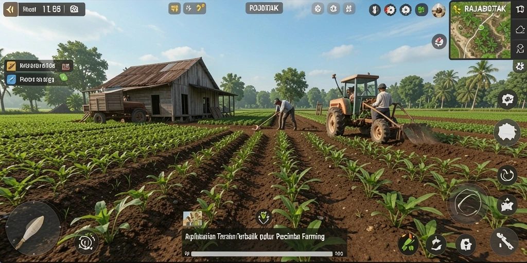 Tampilan utama gameplay RAJABOTAK saat bercocok tanam.